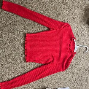 Red turtleneck sweater